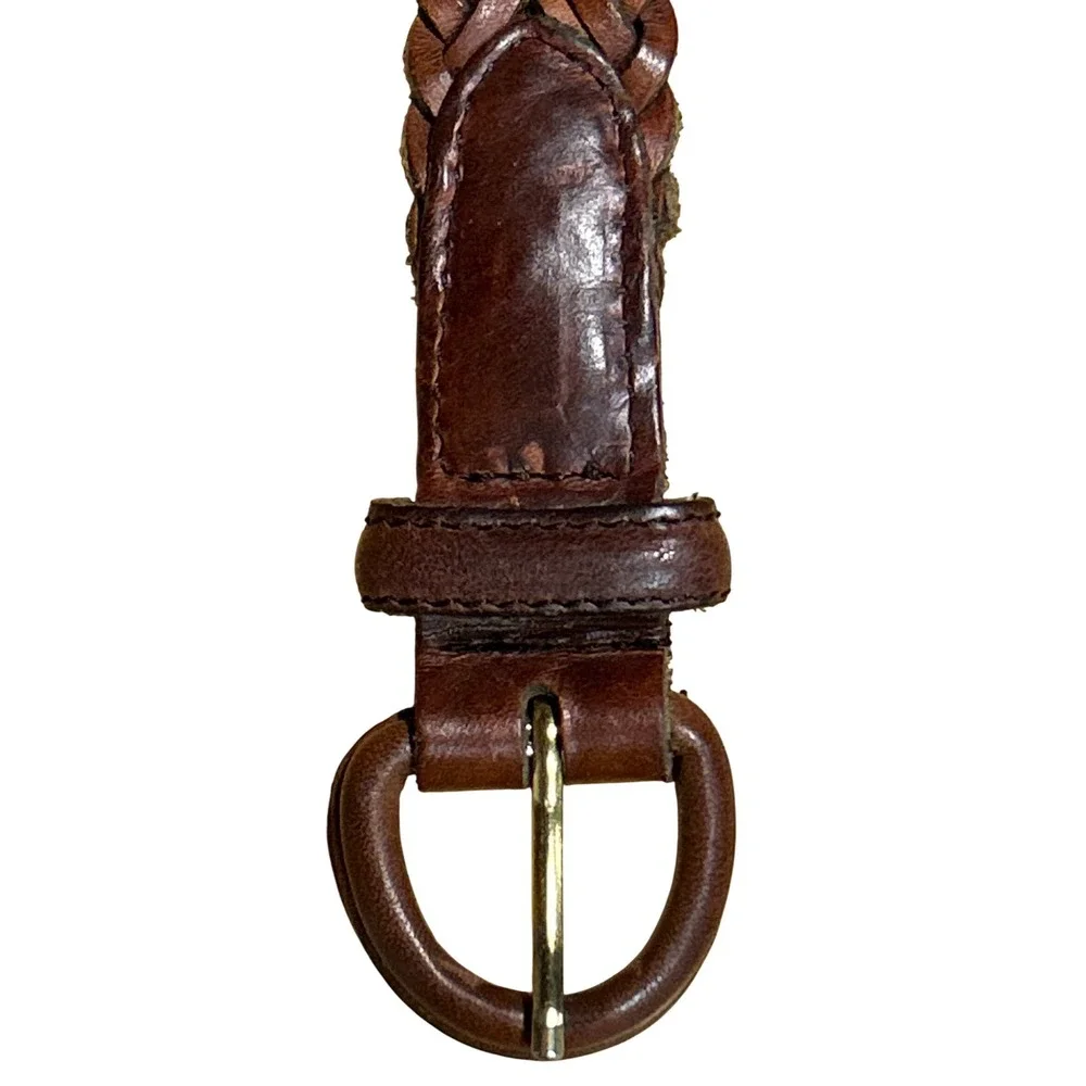 Vintage Brown‎ Braided Woven Leather Belt Size 38 Boho Equestrian